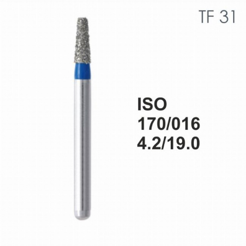 Бор алмазный MANI TF-31 по ISO 170, конус ,016 х 4.2 х 19.0 мм, зернистость S, 5 штук от магазина Stom-Prof