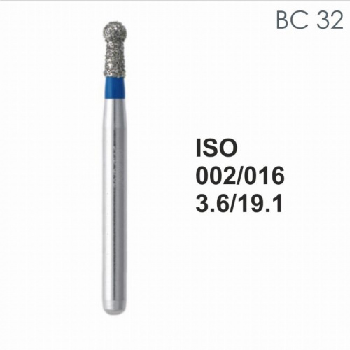 Бор алмазный MANI BC-32 по ISO 002, шар с воротником, 016 х 3.6 х 19.1 мм, зернистость S, 5 штук от магазина Stom-Prof