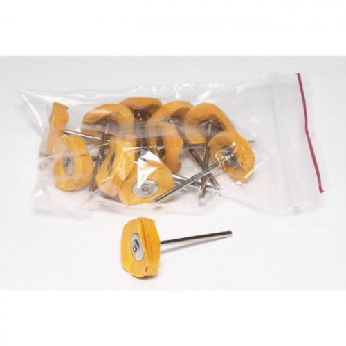 Фильц зуботехнический Sheshan Brush бязевый, жёлтый, жесткий, на дискодержателе, диаметр 22мм, 12шт. от магазина Stom-Prof