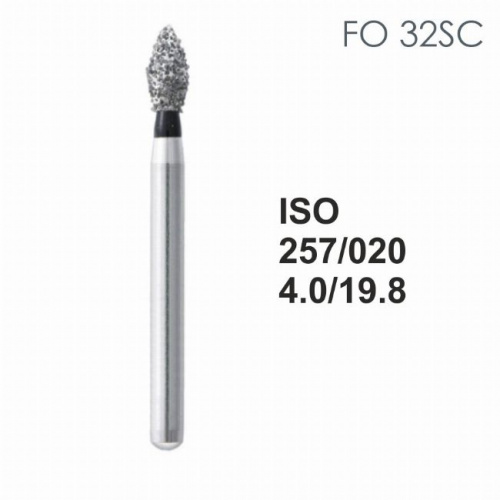 Бор алмазный MANI FO-32SC по ISO 257, пламя ,020 х 4.0 х 19.8 мм, зернистость SC, 5 штук от магазина Stom-Prof