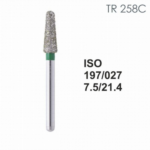 Бор алмазный MANI TR-258C по ISO 197, конус ,026 х 7.5 х 21.4 мм, зернистость C, 5 штук от магазина Stom-Prof