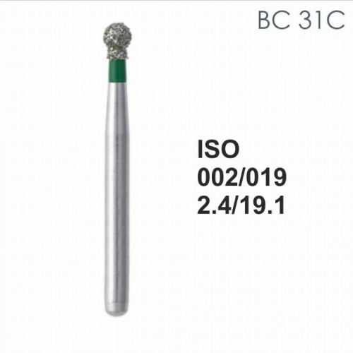 Бор алмазный MANI BC-31C по ISO 002, шар с воротником, 019 х 2.4 х 19.1 мм, зернистость C, 5 штук от магазина Stom-Prof
